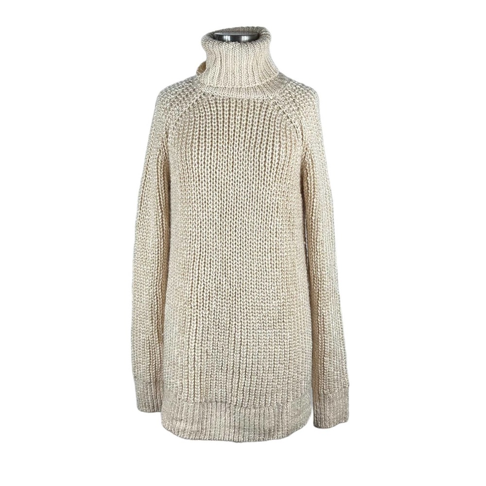 SHOW ME YOUR MUMU Marvin Tunic Sweater Chunky Knit Neutral Cream Wool Blend S
